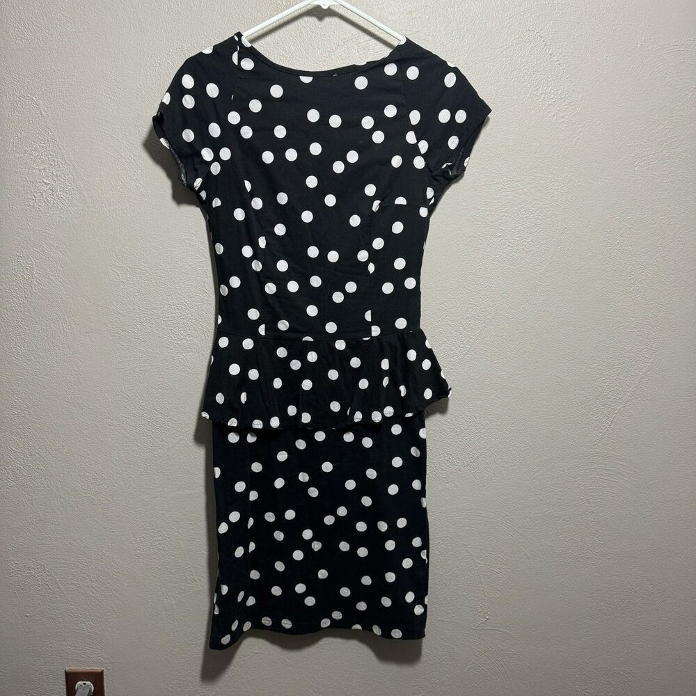 Shabby Apple Dress Sz XS Scoop Neck Black White Polka Dot Ruffle